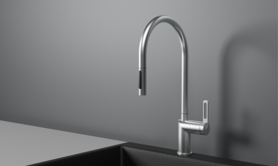 Кухонный смеситель GRANULA с выдвижным изливом и переключением на душ GR-8172, НЕРЖ