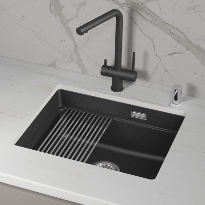 Кухонная мойка GRANULA KS-5501U, ШВАРЦ (чёрный металлик)