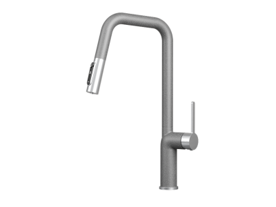 Кухонный смеситель GRANULA с выдвижным изливом с переключением на душ и подключением к  фильтру GR-9011, ГРАФИТ (ЧЁРНО-СЕРЫЙ)