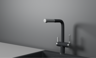 Кухонный смеситель GRANULA с выдвижным изливом и подключением к фильтру GR-8170, ГРАФИТ