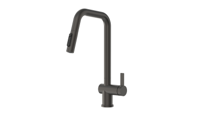 Кухонный смеситель GRANULA  с выдвижным изливом с переключением на душ и подключением к  фильтру  KS-7273, ГРАФИТ МАТОВЫЙ