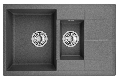 Кухонная мойка GRANULA GR-7802, ГРАФИТ (ЧЁРНО-СЕРЫЙ)