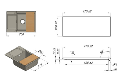 Кухонная мойка GRANULA ES-7003, ЧЁРНЫЙ
