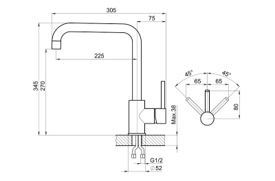 Кухонный смеситель GRANULA  KS-7110, ГРАФИТ МАТОВЫЙ
