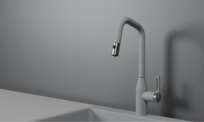 Кухонный смеситель GRANULA с выдвижным изливом и подключением к фильтру GR-8171, БАЗАЛЬТ