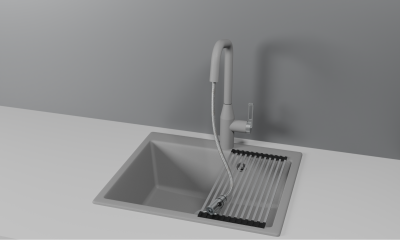 Кухонный смеситель GRANULA с выдвижным изливом и подключением к фильтру GR-8171, АЛЮМИНИУМ