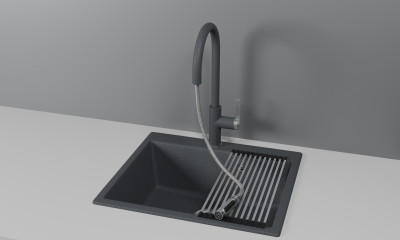 Кухонный смеситель GRANULA с выдвижным изливом с переключением на душ и подключением к  фильтру  GR-8168, ГРАФИТ