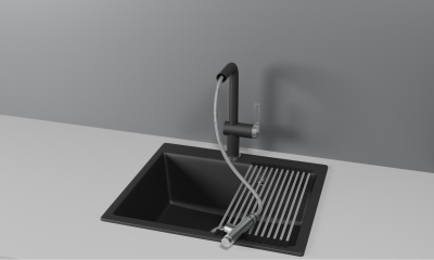 Кухонный смеситель GRANULA с выдвижным изливом и подключением к фильтру GR-8169, ТУРМАЛИН