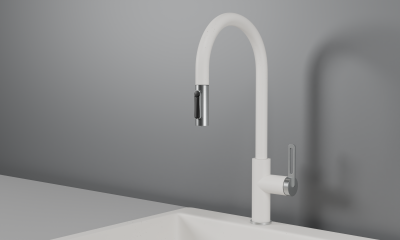 Кухонный смеситель GRANULA с выдвижным изливом с переключением на душ и подключением к  фильтру  GR-8168, АРКТИК