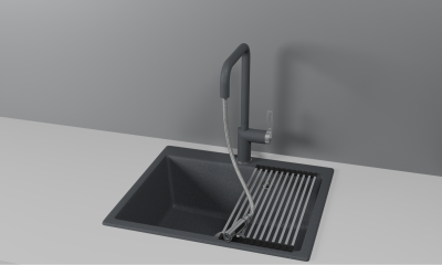 Кухонный смеситель GRANULA с выдвижным изливом и переключением на душ GR-8173, ГРАФИТ