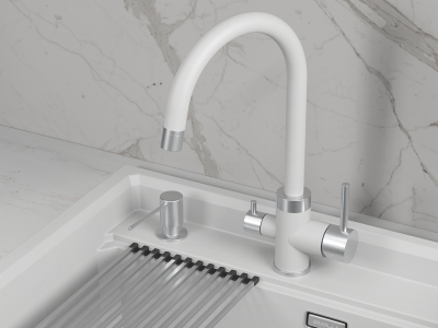 Кухонный смеситель GRANULA GR-5169, АРКТИК (БЕЛЫЙ)