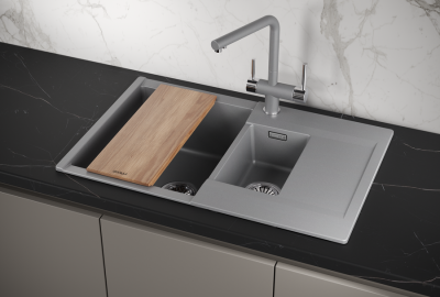 Кухонная мойка GRANULA ES-7808, АЛЮМИНИУМ