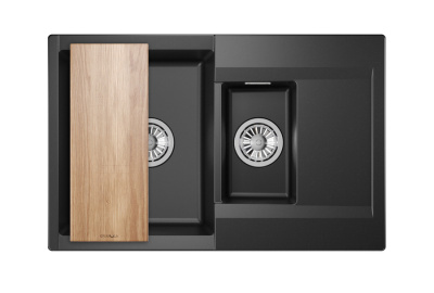 Кухонная мойка GRANULA ES-7808, ШВАРЦ (чёрный металлик)