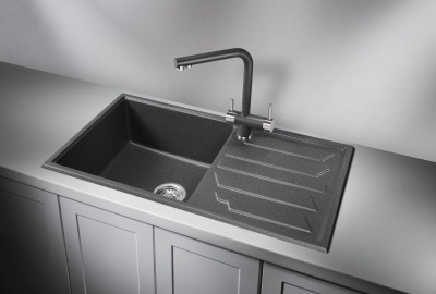Кухонная мойка GRANULA GR-8601, ГРАФИТ (ЧЁРНО-СЕРЫЙ)