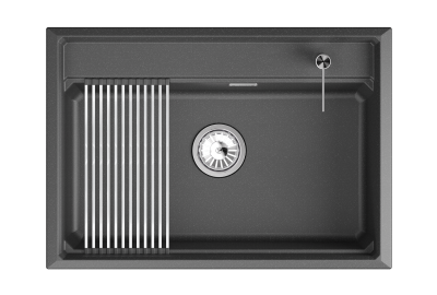 Кухонная мойка GRANULA KS-7301, ШВАРЦ (чёрный металлик)