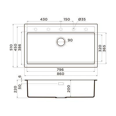 Кухонная мойка OMOIKIRI Kitagawa 86-LB gb-p