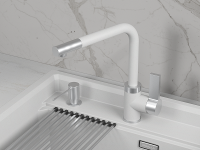 Кухонный смеситель GRANULA GR-5504, АРКТИК (БЕЛЫЙ)