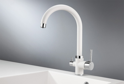 Кухонный смеситель GRANULA  GR-2168, АРКТИК (БЕЛЫЙ)