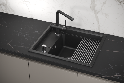 Кухонная мойка GRANULA KS-6004, ШВАРЦ (чёрный металлик)