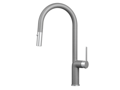 Кухонный смеситель GRANULA с выдвижным изливом и переключением на душ GR-9010, ГРАФИТ (ЧЁРНО-СЕРЫЙ)