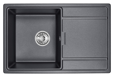 Кухонная мойка GRANULA GR-7804, ШВАРЦ (чёрный металлик)