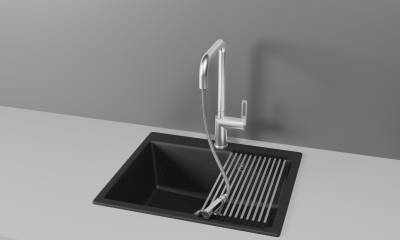 Кухонный смеситель GRANULA с выдвижным изливом и переключением на душ GR-8173, НЕРЖ