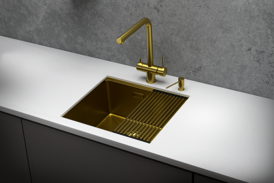 KS-5045U, ЗОЛОТО САТИН, стальная кухонная мойка KITCHEN SPACE