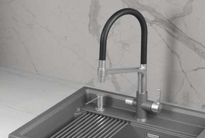 Кухонный смеситель GRANULA GR-5083, ГРАФИТ (ЧЁРНО-СЕРЫЙ)