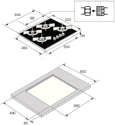 Варочная поверхность газовая Asko HG8640BGB1