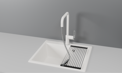 Кухонный смеситель GRANULA с выдвижным изливом и переключением на душ GR-8173, АРКТИК (БЕЛЫЙ)