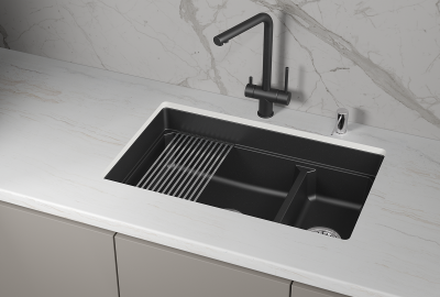 Кухонная мойка GRANULA KS-7304U, ШВАРЦ (чёрный металлик)