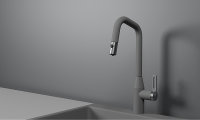 Кухонный смеситель GRANULA с выдвижным изливом и подключением к фильтру GR-8171, АЛЮМИНИУМ