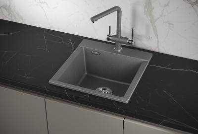 Кухонная мойка GRANULA ES-4701, ГРАФИТ (ЧЁРНО-СЕРЫЙ)