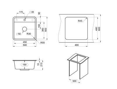 Кухонная мойка GRANULA ST-5001, БЕЛЫЙ