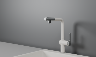 Кухонный смеситель GRANULA с выдвижным изливом и подключением к фильтру GR-8169, АРКТИК (БЕЛЫЙ)