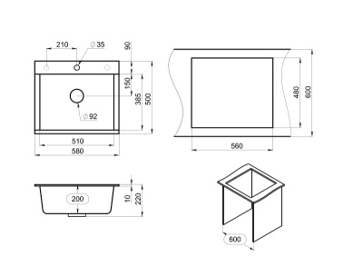 Кухонная мойка GRANULA ES-5804, ТУРМАЛИН